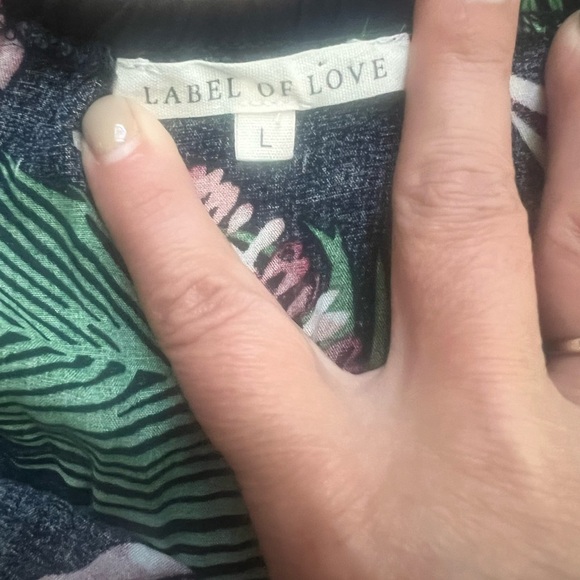 Label of Love Navy Blue Tropical Print Maxi Dress Off Shoulder Boho Large - Picture 2 of 7